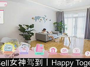 Happy couple plays dating game together