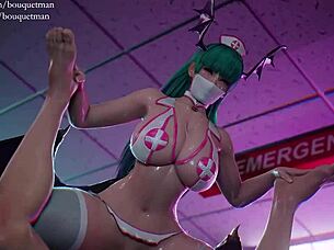 Gorgeous succubus Morrigan engages in street fight sex