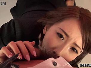 Uncensored POV Of Japanese Office Lady Aya Kisaki Sucking Dick With Handjob