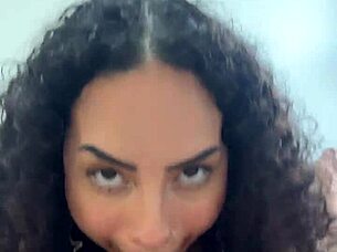 latina unleashes heat in first pov with deepthroat and cum on tits.