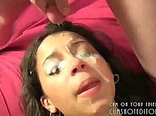 cute teen covered in cum after gangbang