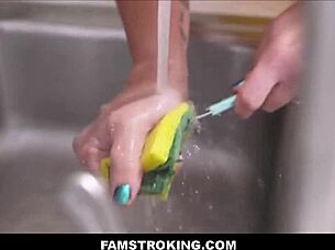 Blonde Milf Stepmom Feels Shocked Catching Teen Stepdaughter Riding Huge Cock