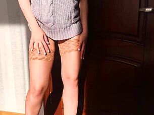 Ever Wonder Why This Cute Brunette Whore In Sexy Sweater Gets Homemade Creampie?