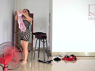 Chick Tries On Linen And Dresses For Resort Trip