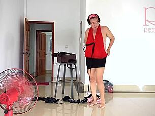 Chick Tries On Linen And Dresses For Resort Trip