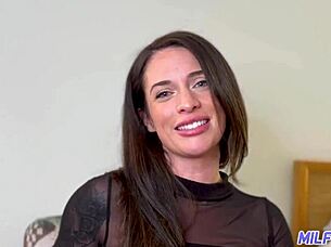 That brunette milf hooks up with the sweet-talking asian guy for a quick session.