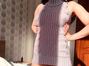 Ever Wonder Why This Cute Brunette Whore In Sexy Sweater Gets Homemade Creampie?