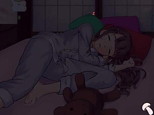 in this hentai game, the erotic night attack on the 18+ girl leads to quick orgasm fun