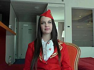 air hostess angelina brill gets creampied in pov scene