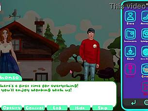 Let's play paradise island, she blows him in orchard