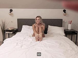 The big-bobs hottie enjoys POV cunilingus