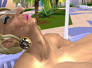 Giant-Titted Resort Owner Bang in Game