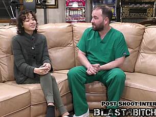 Brooklyn rossi contrasts sucking dick with intense fucking and a huge cum blast.