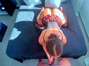 Grinding hard on that massive cock.