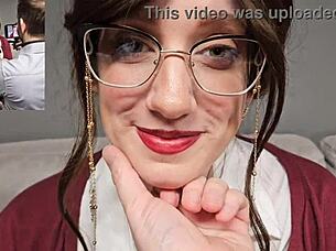 secretary kimmi faces her first interview in the office with big natural tits on display