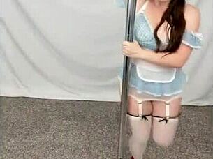 Millie Moore pole dance fuck facial in Dorthy cosplay