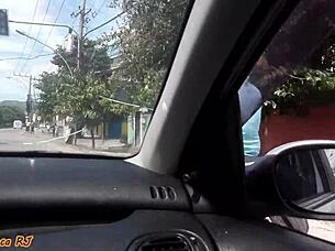 Married slut exposes pussy to everyone right in the middle of the street