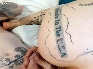 Amateur Tattooed Babe Stretches Tight Pussy with Massive Cock in Homemade Video