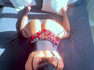 Grinding hard on that massive cock.