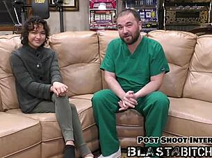 Brooklyn rossi contrasts sucking dick with intense fucking and a huge cum blast.