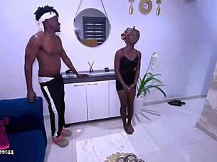 i'm the ebony maid moaning as my horny boss gives me doggystyle and facial cum