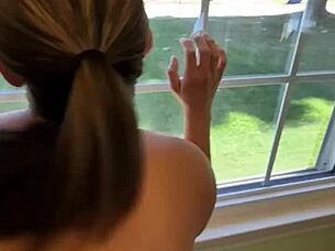 i'm a dirty wife masturbating wildly then getting a huge facial cumshot all over my face