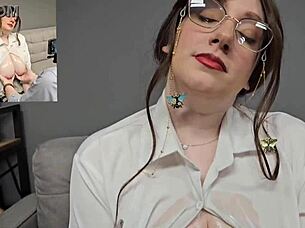 secretary kimmi faces her first interview in the office with big natural tits on display