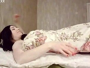 Intense orgasm from dildo and butt plug double penetration action