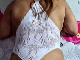 Her big chichotas bounce on my face while she rides my verga doggystyle, those natural tits shaking wildly