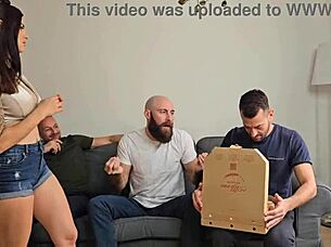 Oh god, I'm getting dap'ed so hard with three guys, piss everywhere, my mouth full of cum, face covered in huge loads!