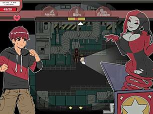 Horny anime babe with big tits milks monster cock in hentai gameplay