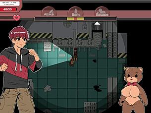 Horny anime babe with big tits milks monster cock in hentai gameplay