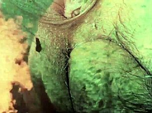 classic vintage scene shows hairy pussy getting pounded doggystyle in retro style