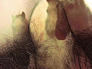 classic vintage scene shows hairy pussy getting pounded doggystyle in retro style