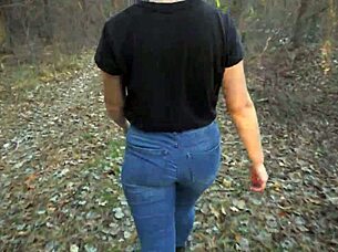 Milf Teases Voyeur With Big Ass Wiggle In Tight Blue Jeans For Worship