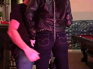 Cherry experiences a thrilling moment as her tight jeans get spanked in a submissive wife scenario.