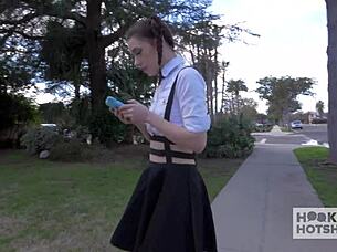 This pretty babe Lucie Kline licks a big lollipop after getting face blasted in full video