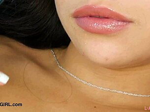 super cute brunette 18+ reveals her attractive body in solo photoshoot.