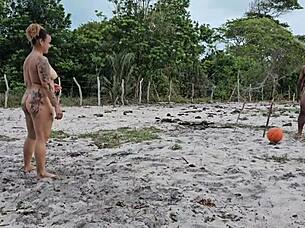 in a brazilian bedroom amateurs ride big cock leading to cum on ass in sensual first time