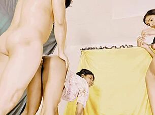 Oh gosh, these two young 18+ chicks get wild in hot threesome with fisting, squirting, and deep anal pounding til cumshot