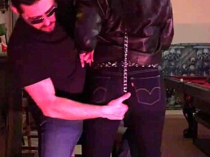 Cherry experiences a thrilling moment as her tight jeans get spanked in a submissive wife scenario.