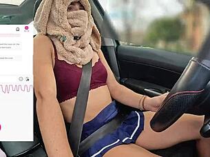 a friend films me driving while a fan remotely controls my lovense vibrator for solo orgasm fun