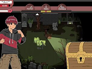 Horny anime babe with big tits milks monster cock in hentai gameplay