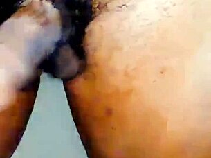 Small hairy cock gets intense play with athletic teasing, spanking, and oiled masturbation in kitchen