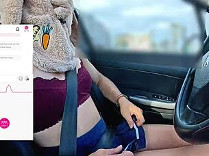 a friend films me driving while a fan remotely controls my lovense vibrator for solo orgasm fun