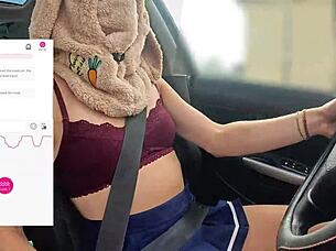 a friend films me driving while a fan remotely controls my lovense vibrator for solo orgasm fun