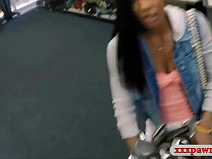 Ebony Babe Sucks And Gets Pounded By Pawn Keeper On Hidden Cam!