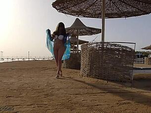 i flash big tits and ass without panties on public beach