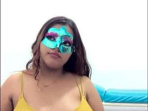 omg this brunette student is groping her big tits so seductively before exams 😍