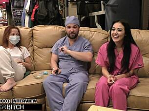 hey, wanna become a nurse? watch blaire celeste get blasted with jizz in this wild behind-the-scenes deepthroat session!